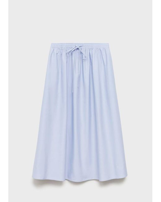 Mango Blue Flared Cotton Skirt
