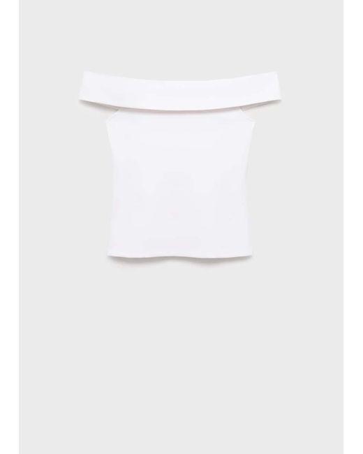 Mango White Strapless Top