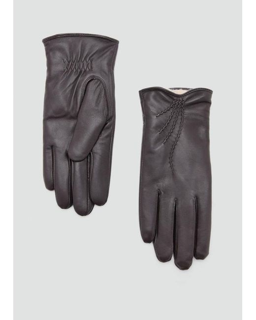 Mango Gray Leather Gloves