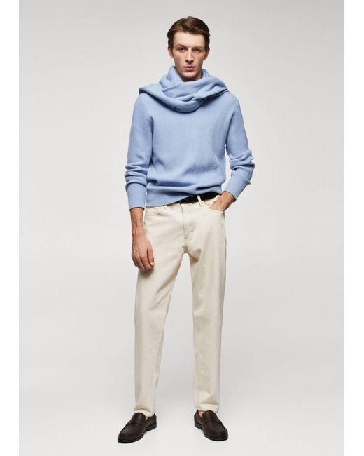 Mango Blue Ribbed Knit Sweater Sky for men