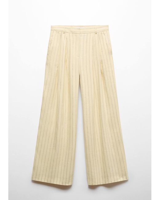 Mango Natural Striped Linen-blend Trousers Pastel