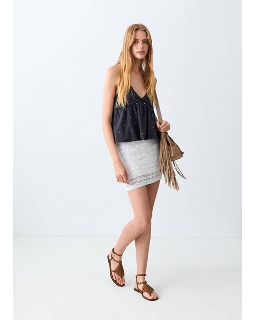 MANGO TEEN White Openwork Knitted Skirt