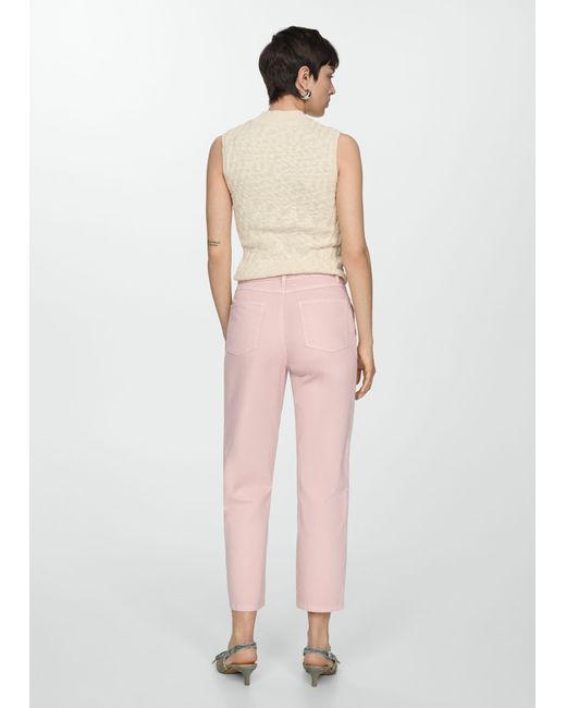 Mango White Slouchy Jeans With Cuffed Belt Light/pastel