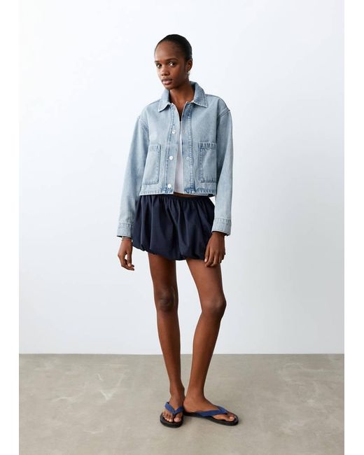 MANGO TEEN Blue Denim Jacket Pockets