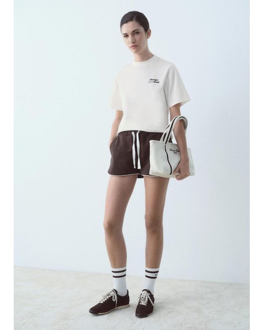 Mango White Cotton T-Shirt With Printed Message