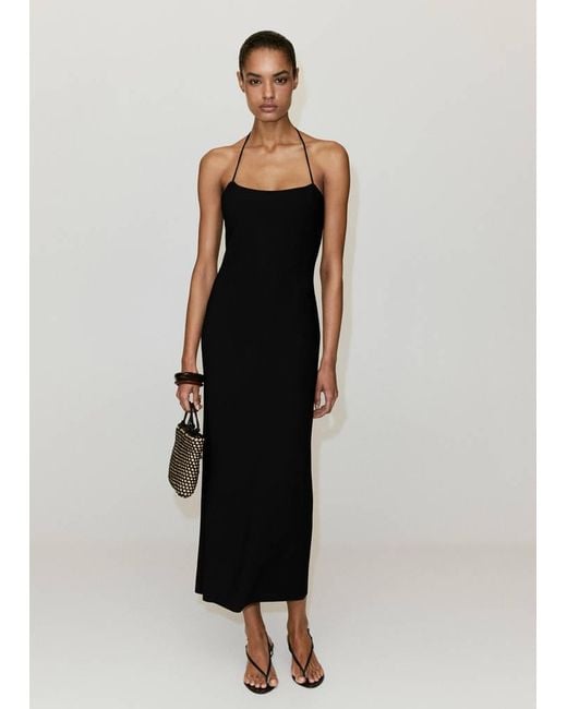 Mango Black Fitted Halter-Neck Dress