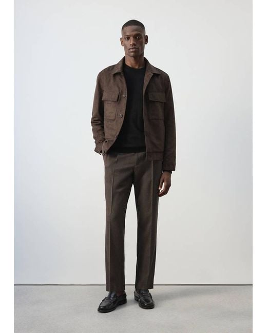 Mango Brown Suede-Effect Jacket With Pockets for men