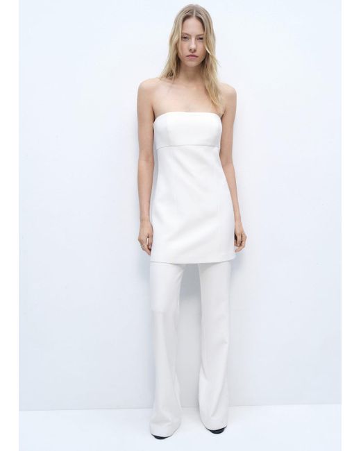 Mango White Kombinierter Trägerloser Jumpsuit