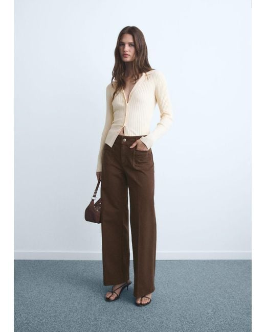 Mango White Wide Leg Jeans With Pockets