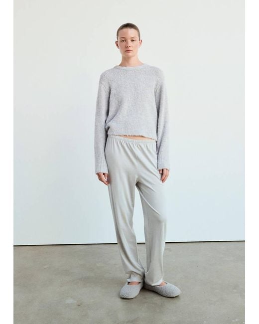 Mango Gray Round-Neck Bouclé Sweater