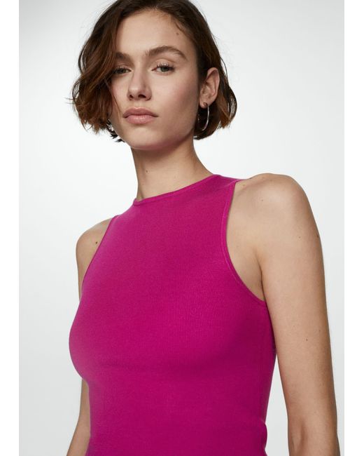 Mango Pink Knitted Top With Wide Straps