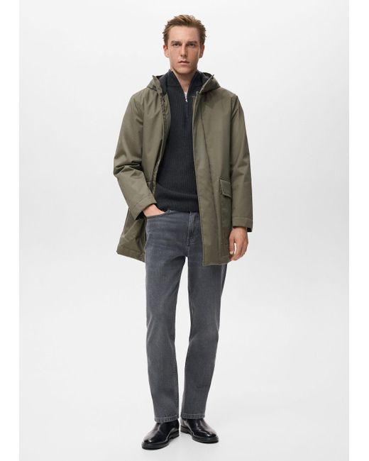 Mango Multicolor Quilted Parka With Water-Repellent Hood for men