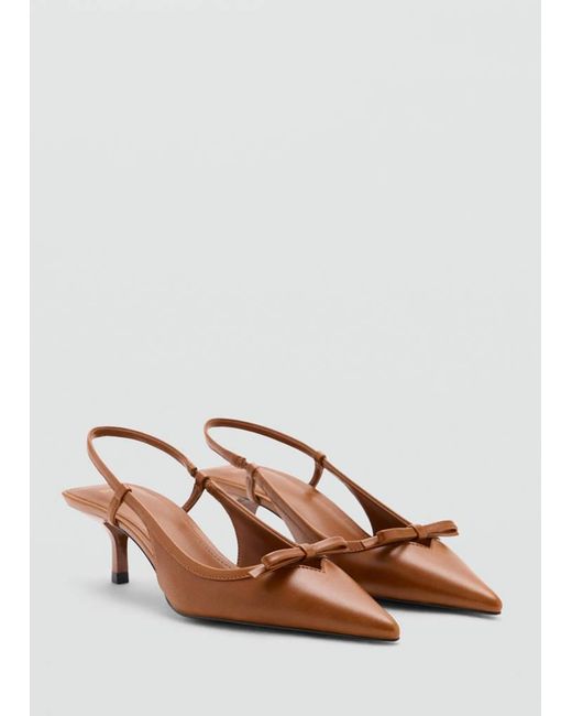 Mango Brown High-Heeled Shoes With Pointed Toe And Bow