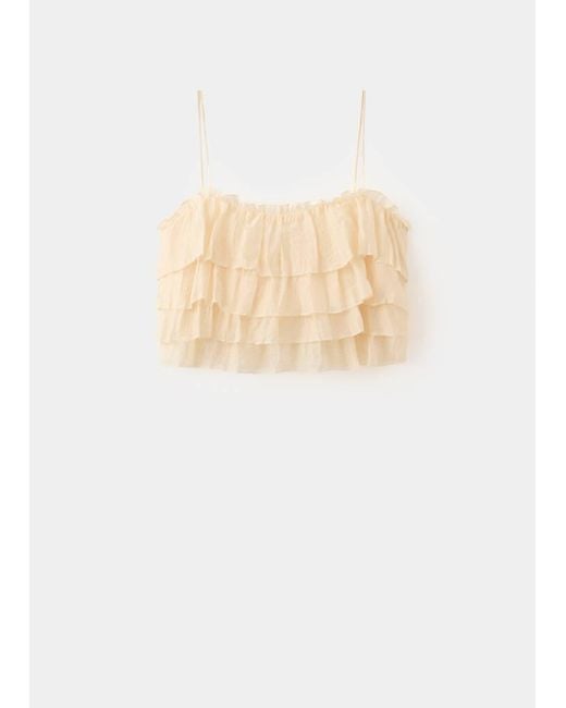 Mango Gray Ruffled Lyocell Top
