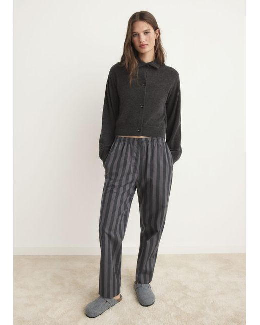 Mango Multicolor Cropped Wool Cardigan With Buttons