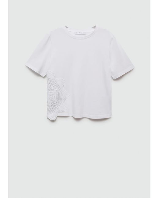 Mango White T-shirt With Embroidered Detail