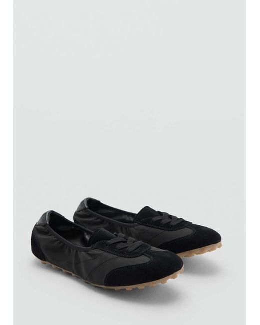 Mango Black Mixed Suede Trainers
