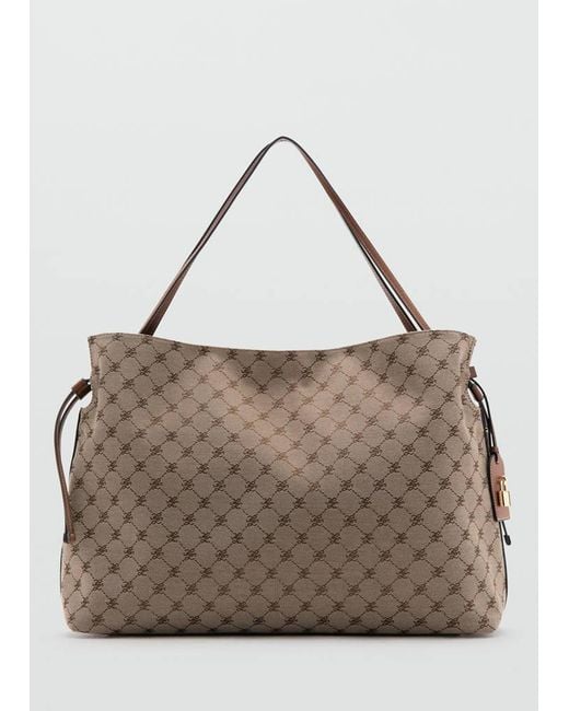 Mango Brown Jacquard Bucket Bag