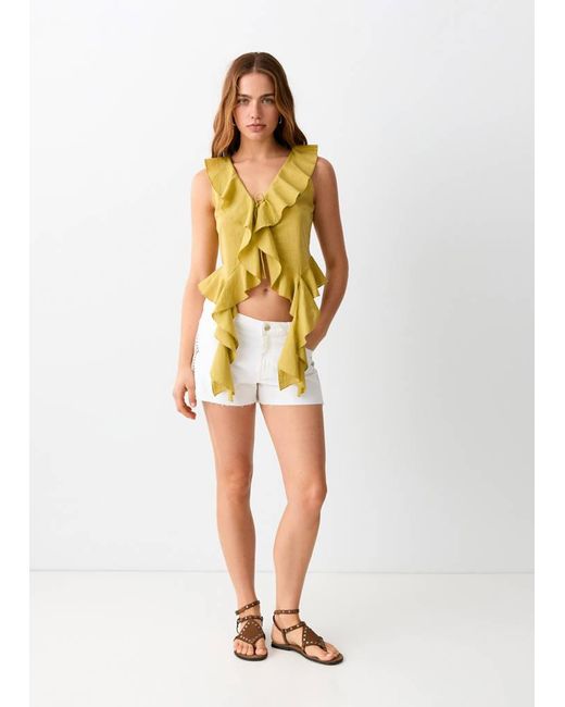 MANGO TEEN White Mini Shorts With Side Studs