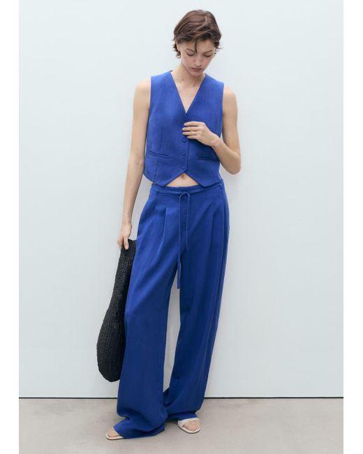 Mango Blue Straight Lyocell Suit Waistcoat