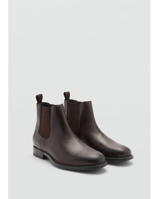 Mango Brown Polished Leather Chelsea Boots for men