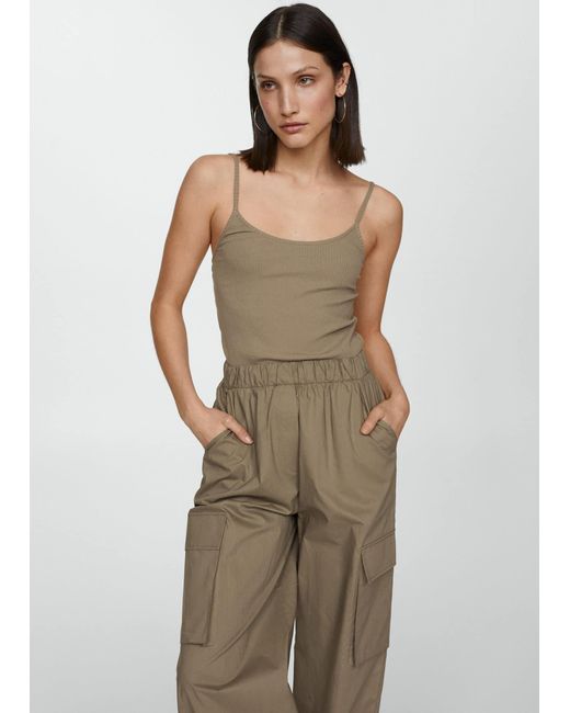 Mango Natural Parachute Overall With Braces