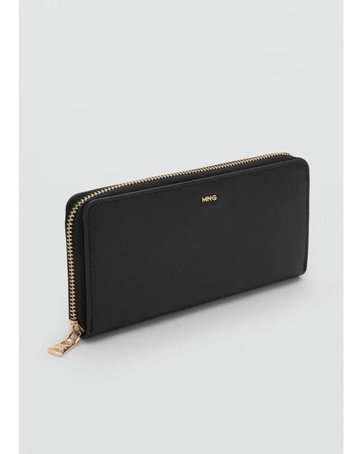 Mango Black Saffiano-Effect Wallet