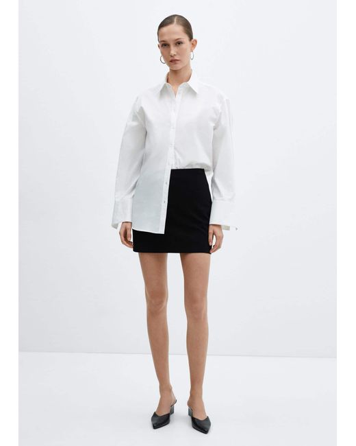 Mango White Fitted Miniskirt