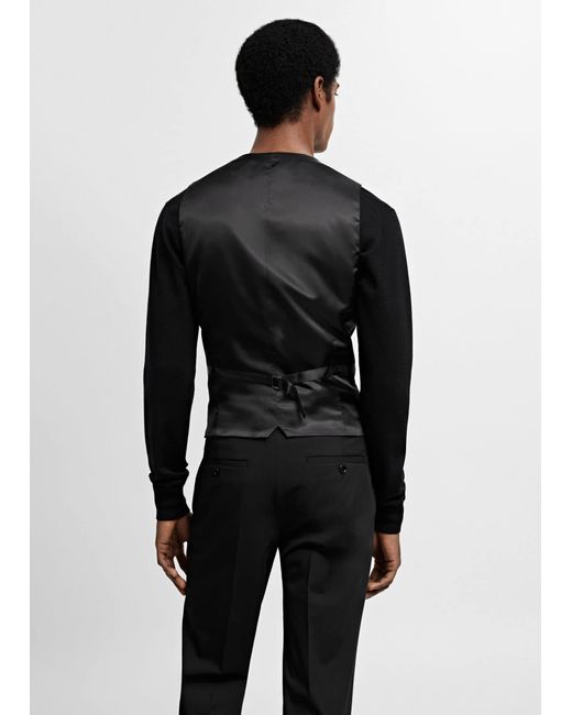 Mango Black Super Slim-fit Stretch Fabric Suit Waistcoat for men