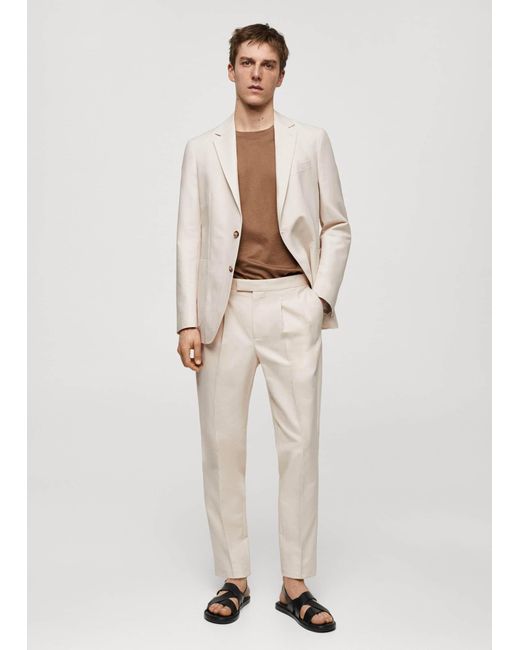 Mango Natural 100% Cotton Slim Fit Tailored Suit Pants for men