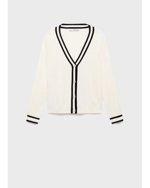 Mango Blue Cardigan With Contrasting Stripes