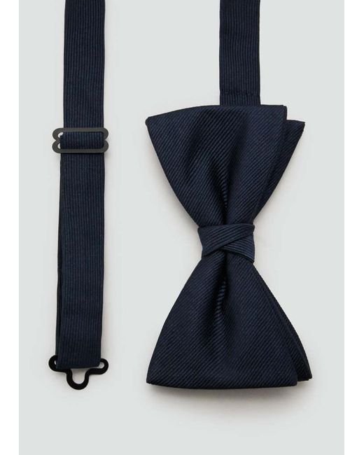 Mango Blue Classic Bow Tie With Microstructure for men