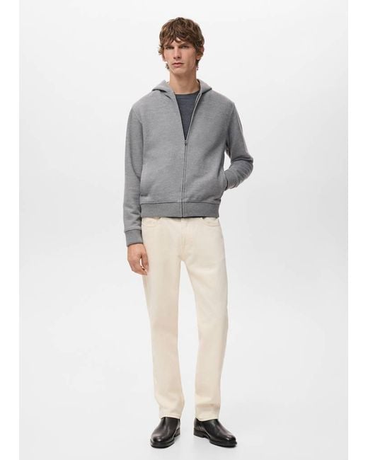 Mango Gray Textured Hooded Sweatshirt for men