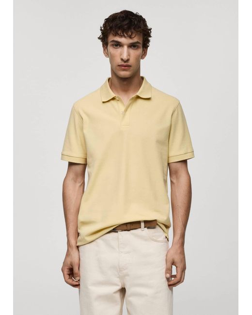 Mango Natural 100% Cotton Pique Polo Shirt Pastel for men