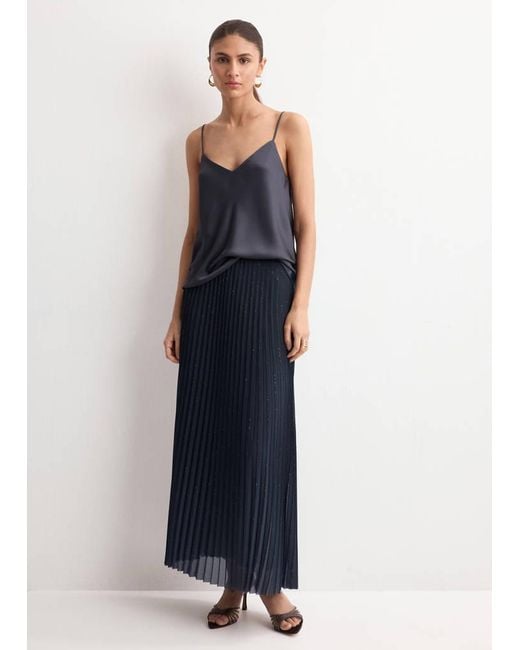 Mango Blue Shiny Pleated Skirt