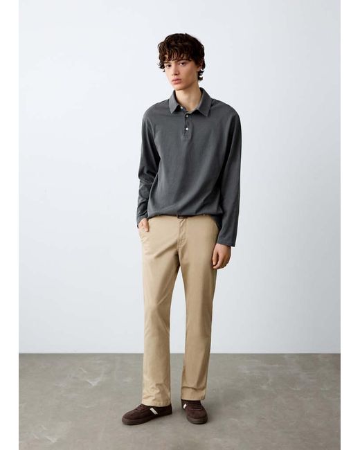 MANGO TEEN Gray Plain Chino Trousers for men