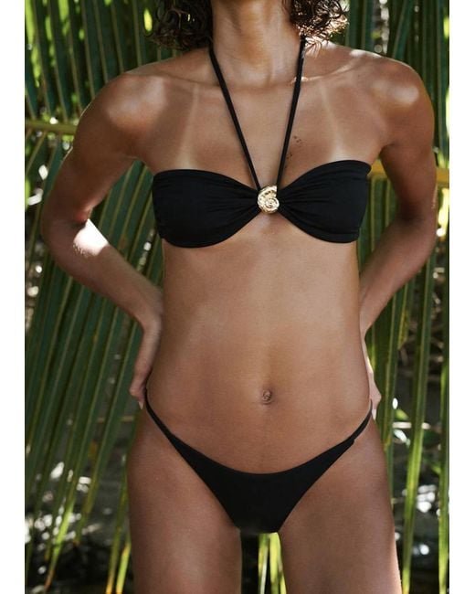Mango Green Metallic Detail Bandeau Bikini Top