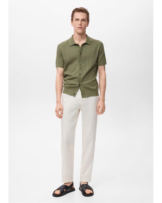 Mango Baumwollhemd Mit Lochmuster in Green für Herren