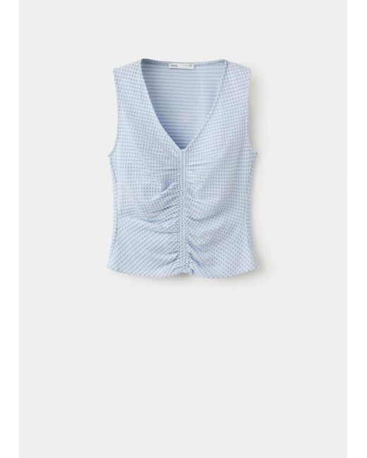 Mango Natural Ruched Fitted Top