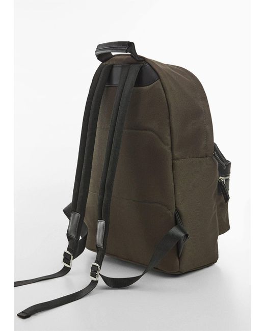 Mango Green Backpack With Leather-effect Details for men