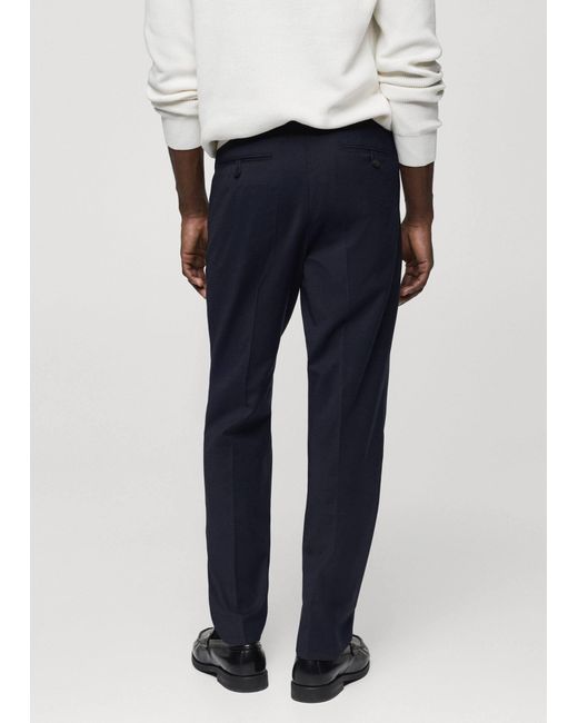 Mango White Cold Wool Trousers With Pleat Detail Dark for men