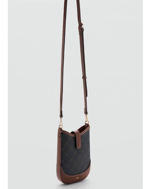 Mango White Jacquard Crossbody Mobile Phone Case With Logo