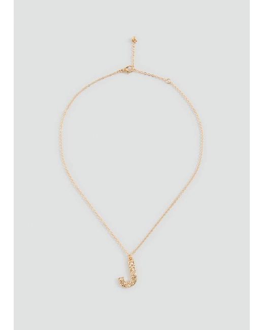 MANGO TEEN White Letter Pendant Necklace