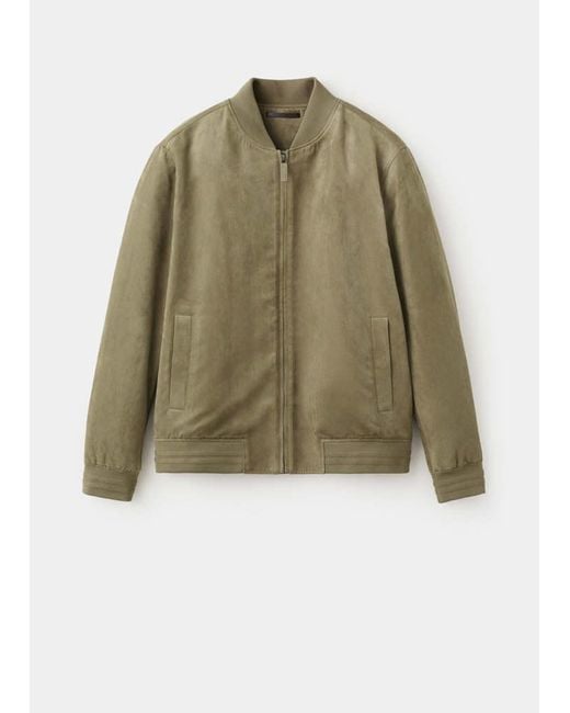 Mango Green Suede-Effect Bomber Jacket for men