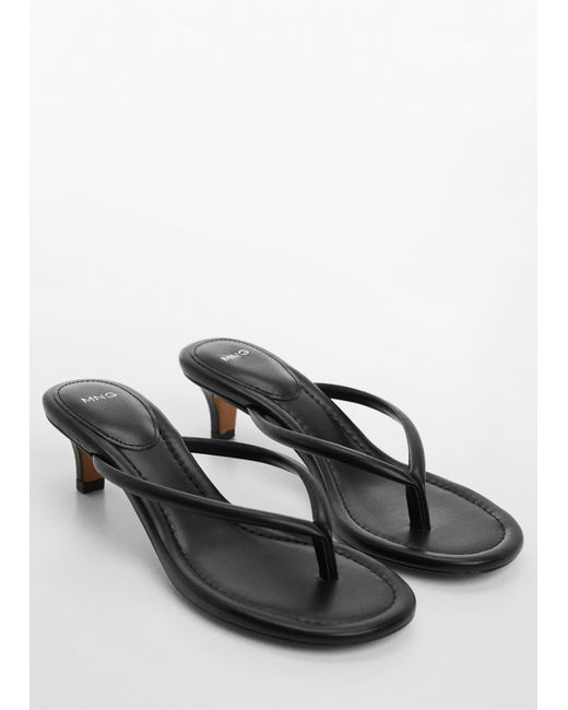 Mango Black Kitten Heel Sandals