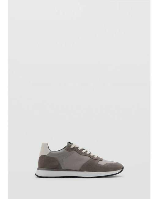 Mango Gray Leather Mixed Sneakers for men