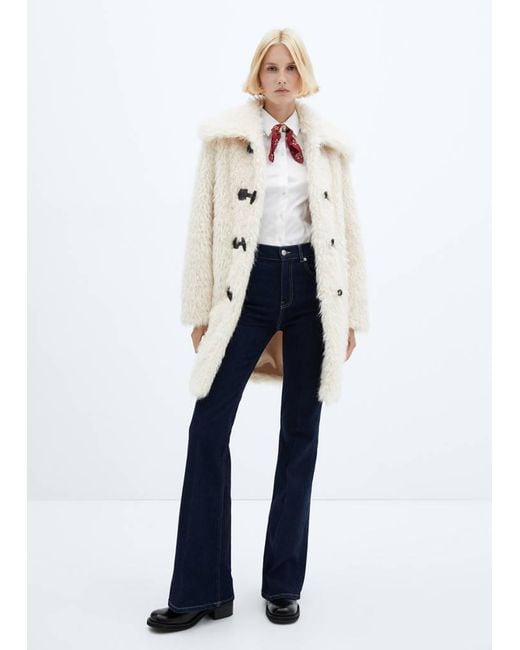 Mango Blue Fur-Effect Midi-Coat