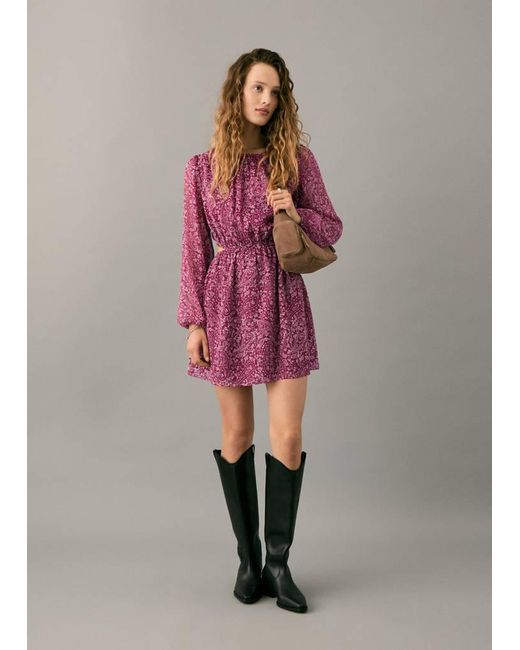 MANGO TEEN Pink Paisley Dress With Cut-Out