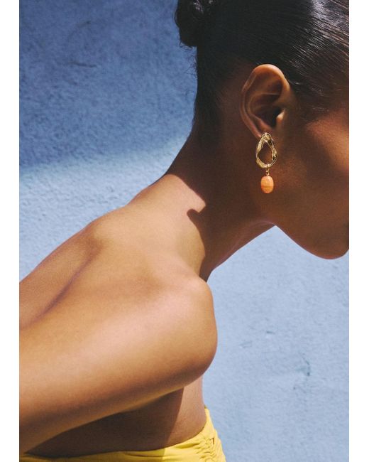 Mango Blue Circular Bead-Design Earrings