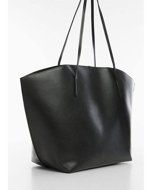 Mango Black Shopper Bag With Double Handle